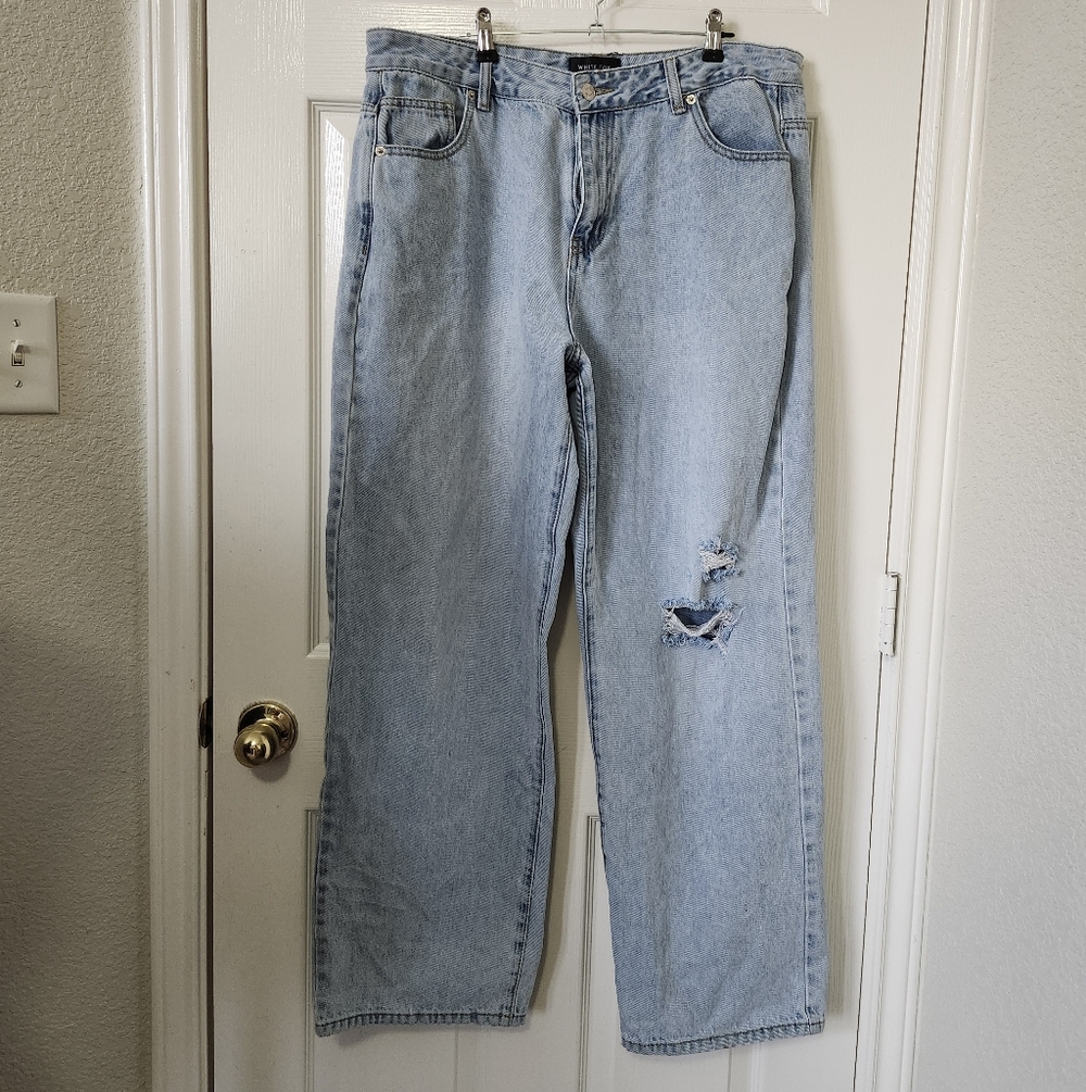 White Fox Boutique Light Blue Distressed Women's Flare Jeans